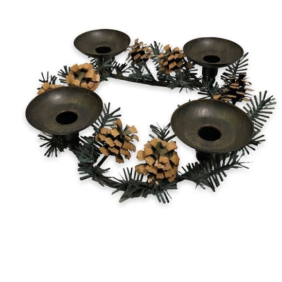PartyLite Pinecone Candleholder Wreath P8246 Metal Centerpiece Holiday D… - Picture 4 of 12